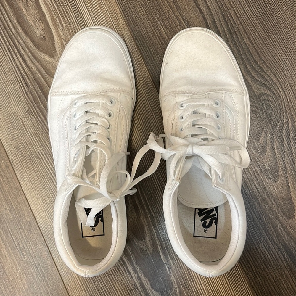 White Vans Lace Up Sneakers